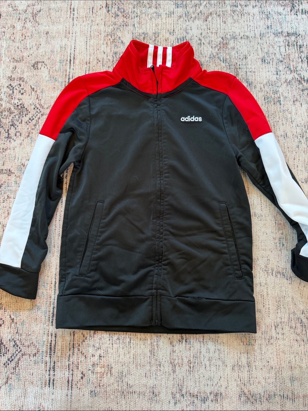 adidas Black, Red & White Athletic Zip Jacket
